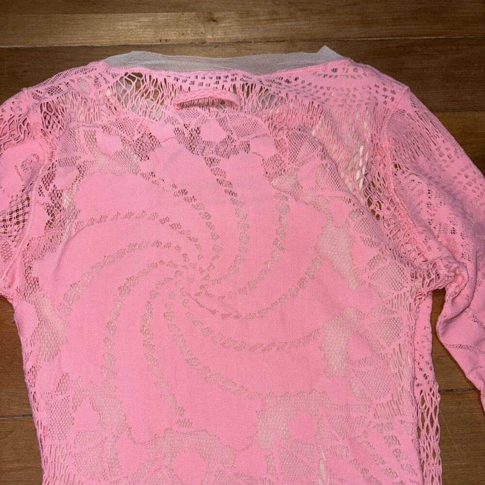 Jean Paul Gaultier Pink Soleil See-Through Cutout Mini Dress XS Body-con Crochet - Picture 10 of 16